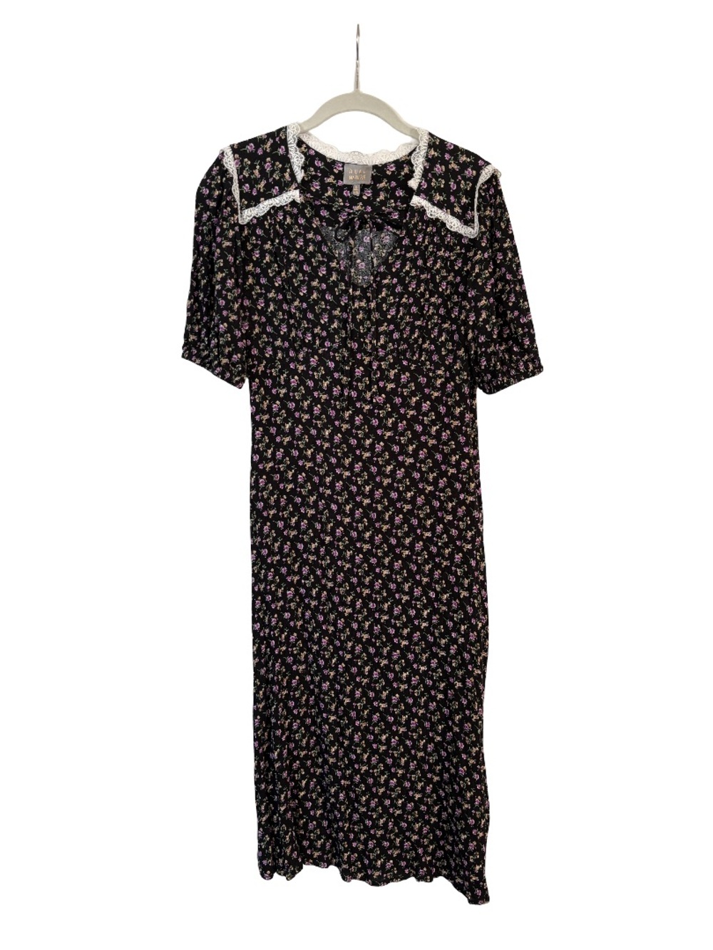 Dual Nature Floral Puff Sleeve Lace Midi Dress Size Medium